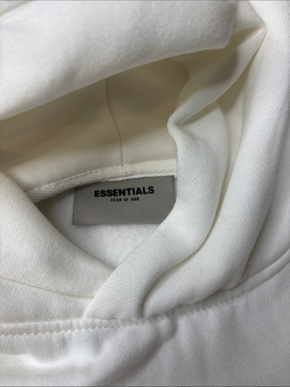 Men’s Essentials  Fear of God Oversized White Hoodie with Black Logo Size Small - Picture 5 of 9